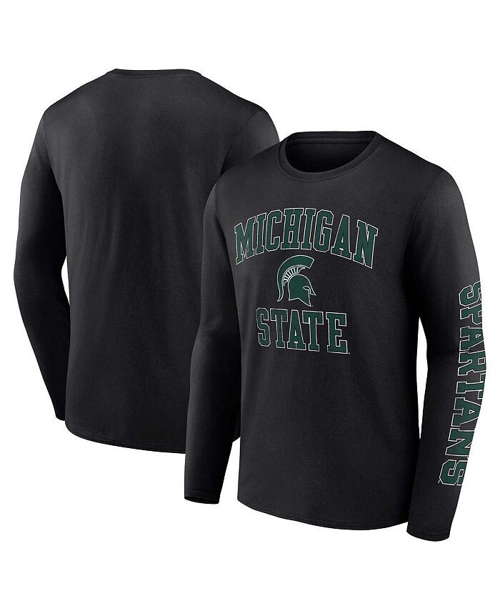 

Мужская черная фирменная футболка с длинными рукавами и логотипом Michigan State Spartans Fanatics, черный