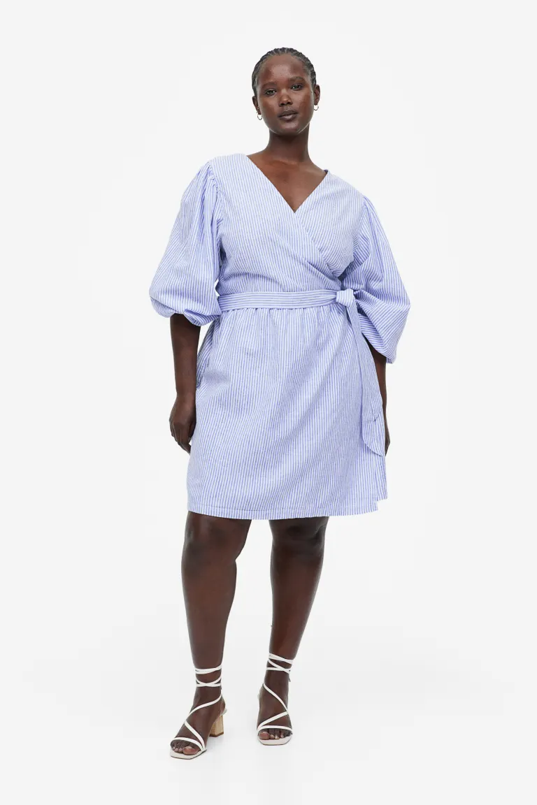 

Платье из смесового льна с трансфером H&M, синий