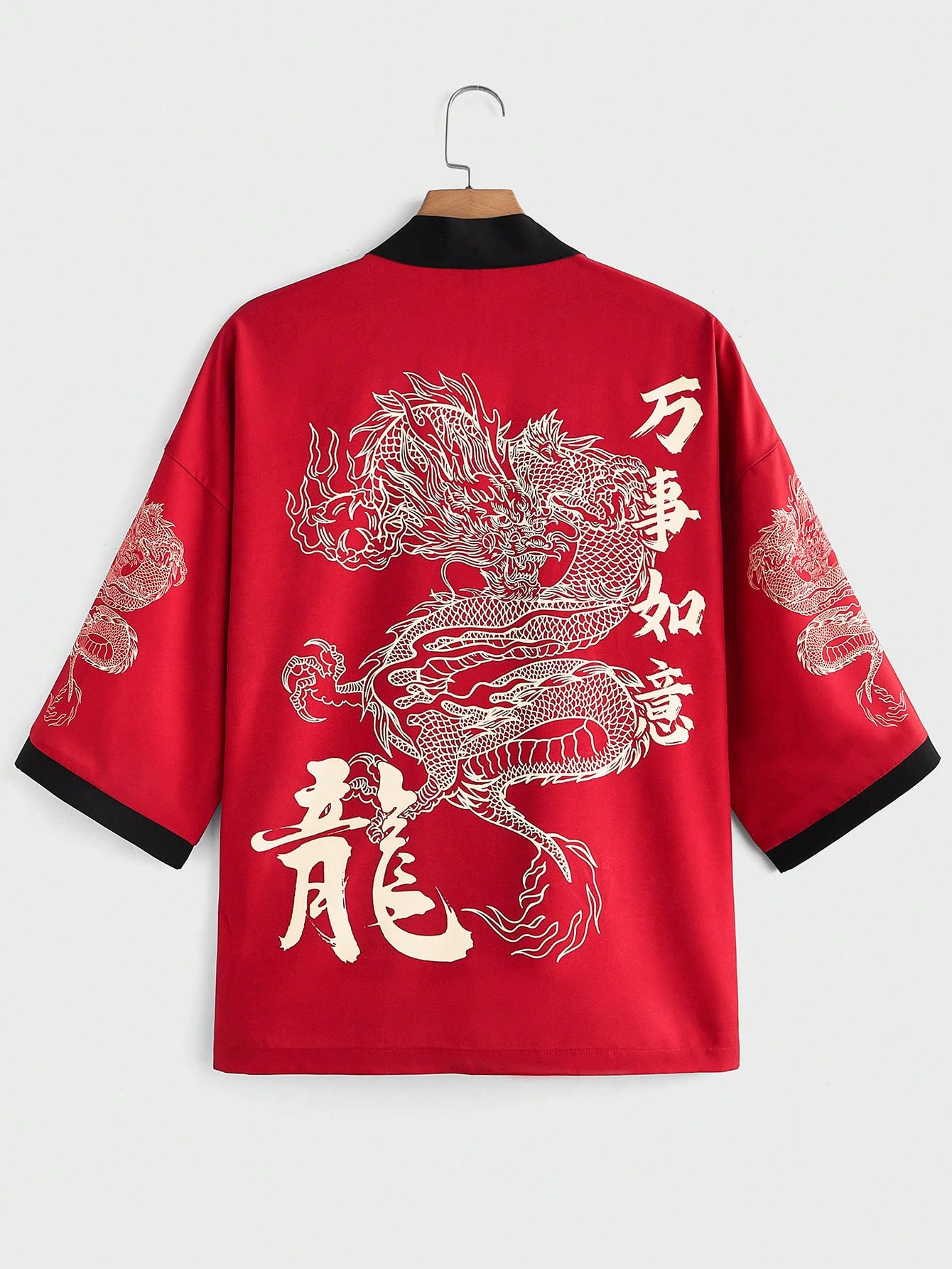 цена Мужская рубашка в стиле кимоно Manfinity EMRG с узором дракона, многоцветный