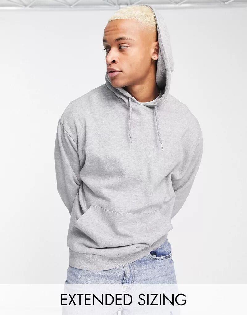 

Серый меланжевый худи оверсайз ASOS