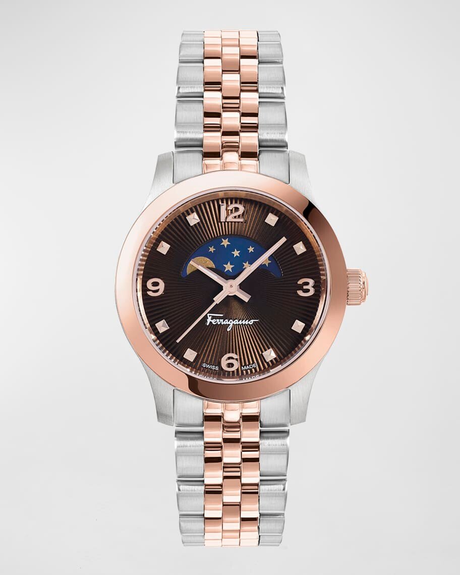 

Часы Ferragamo Duo Moonphase с ремешком-браслетом, двухцветные