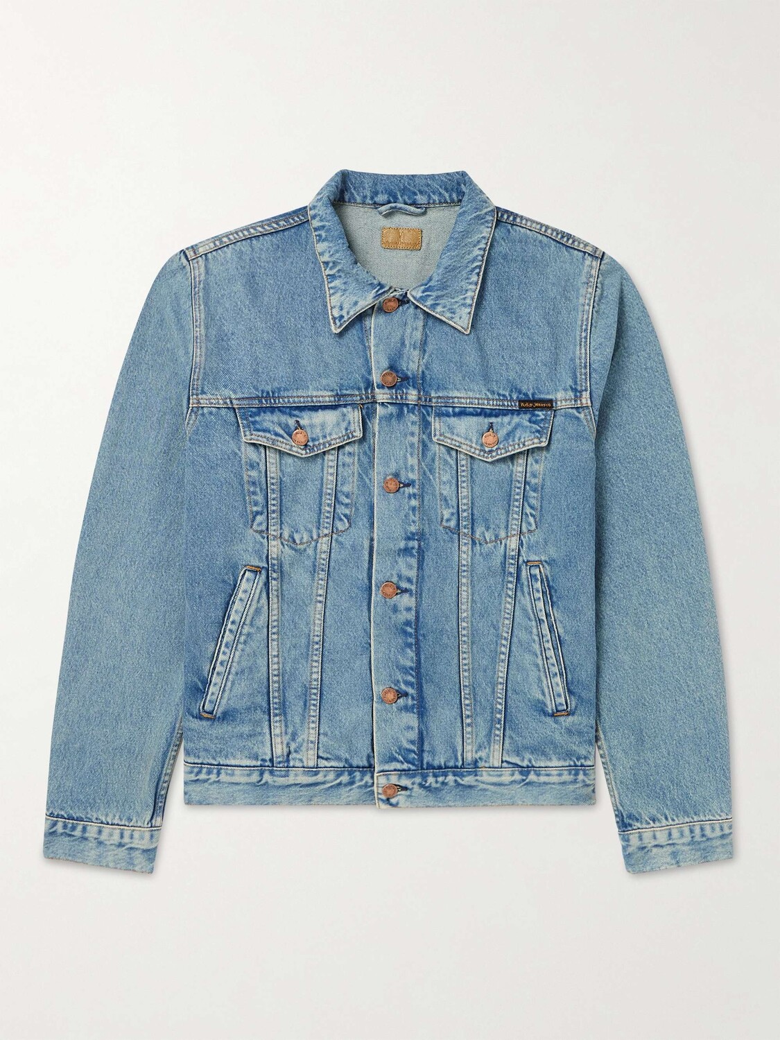 

Джинсовая куртка с аппликацией логотипа Robby Vintage NUDIE JEANS, синий
