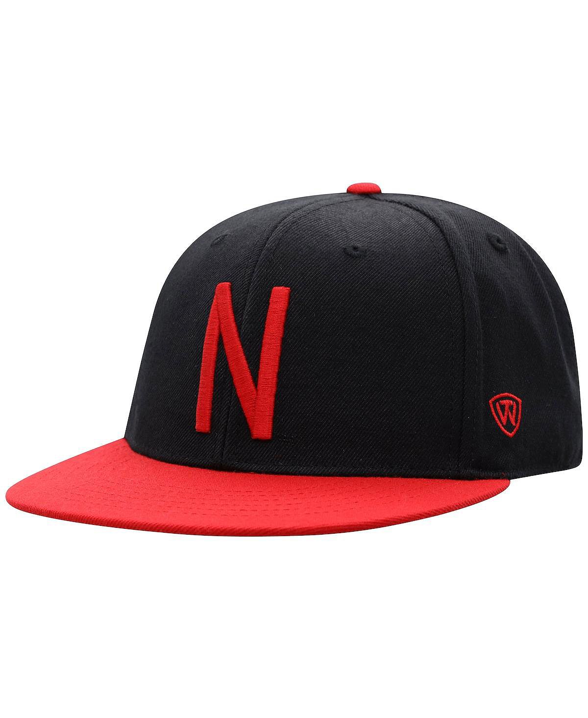 Мужская двухцветная приталенная шляпа черного и алого цвета Nebraska Huskers Team Color Top of the World