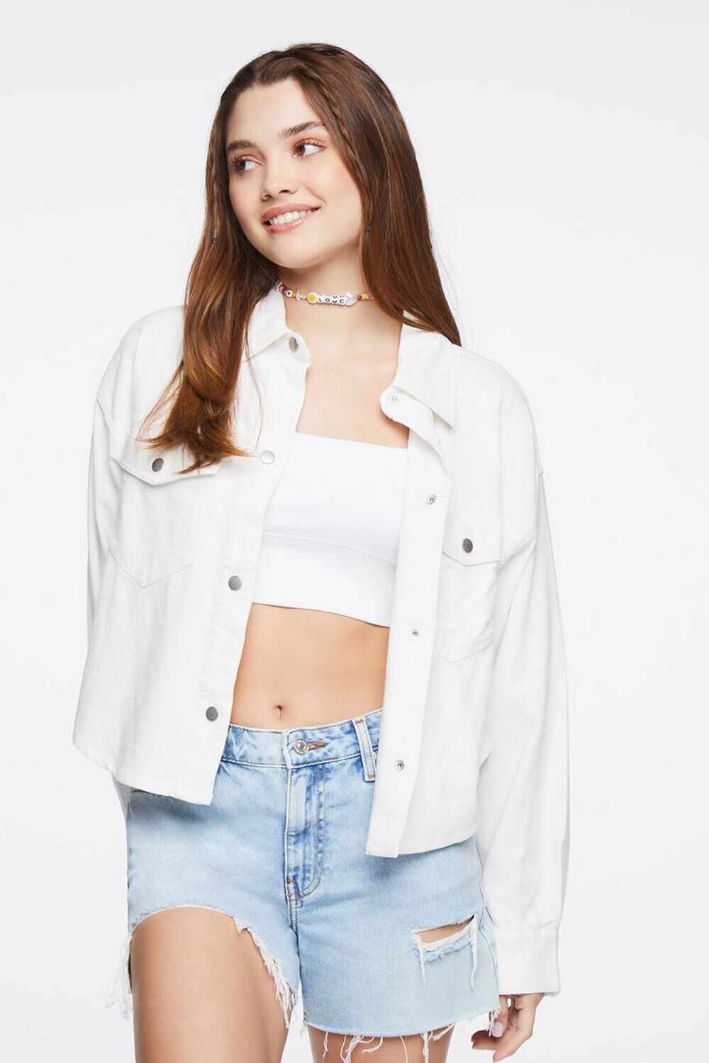 

Льняная куртка на пуговицах Forever 21, белый