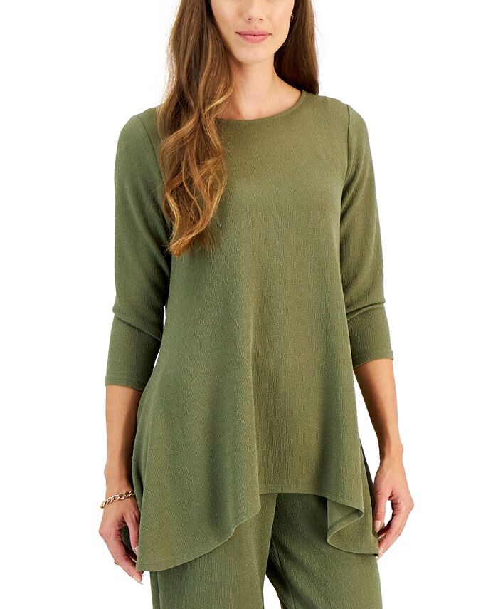 

Новый блестящий однотонный женский вязаный топ JM Collection, зеленый