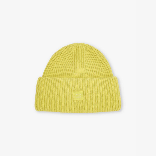 

Шапка-Бини из шерсти в рубчик с вышитым логотипом Acne Studios, желтый