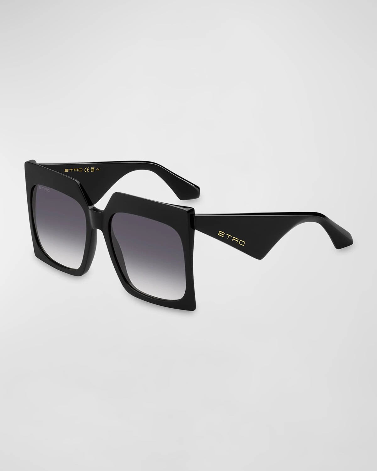 

Угловые квадратные солнцезащитные очки из ацетата Etro, цвет Black 9O