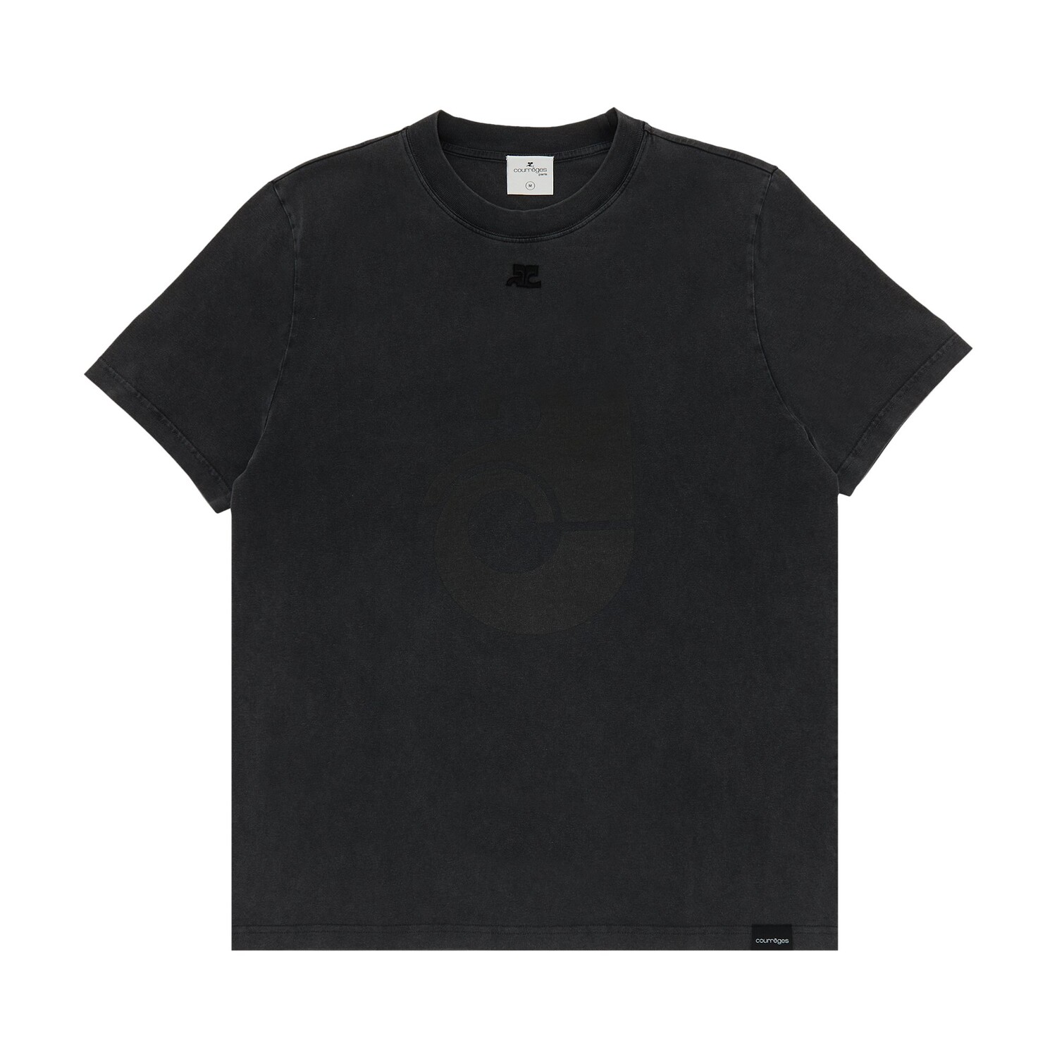 

Хлопковая футболка Courrèges Big Shell, цвет Stonewhashed Grey/Black