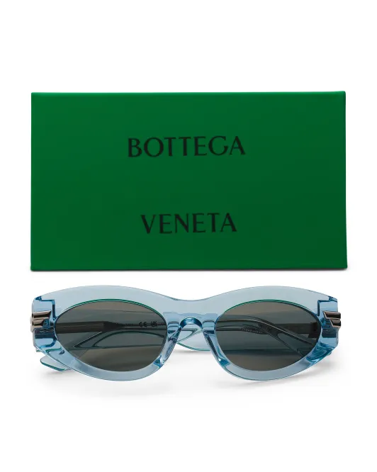 

Овальные солнцезащитные очки 53 мм Bottega Veneta, светло-голубой