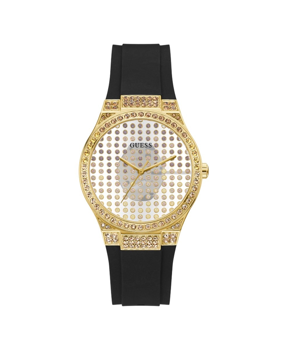 цена Женские часы Radiance GW0482L1 из стали и черного ремешка Guess, черный