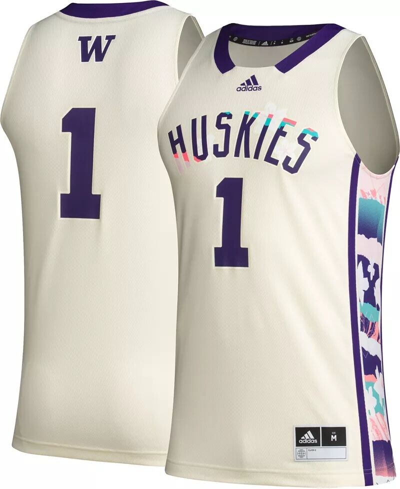 

Мужская белая баскетбольная майка Adidas Washington Huskies #1 Replica
