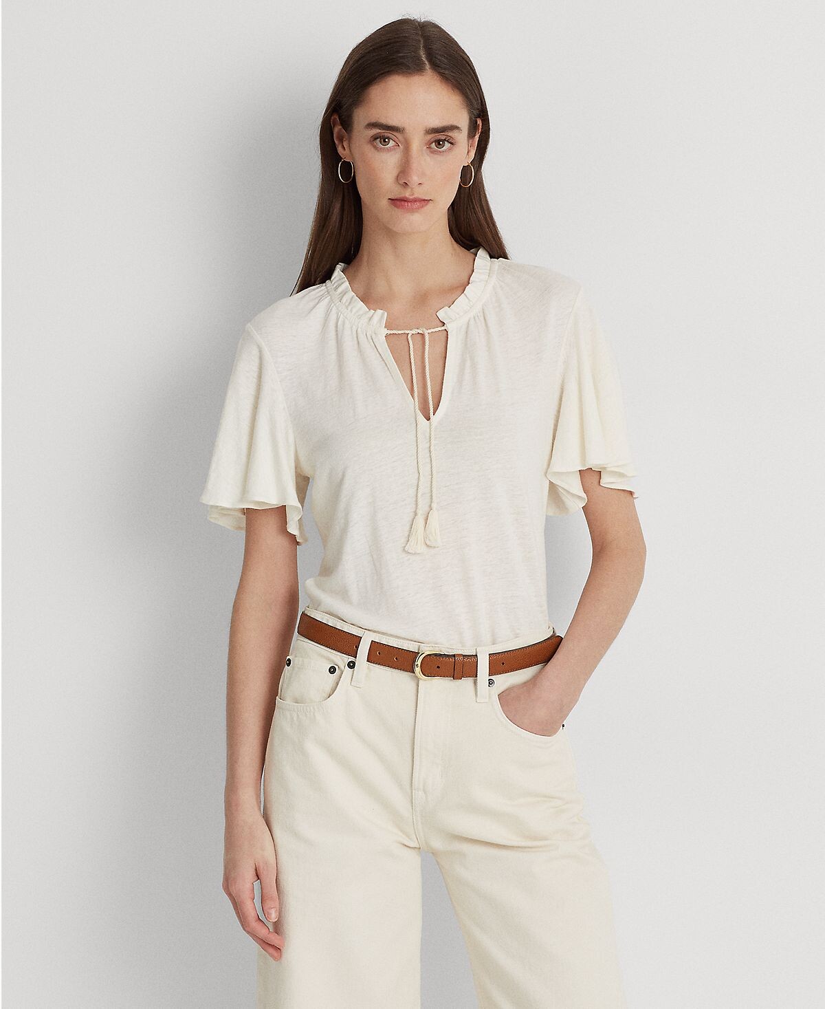 

Женский трикотажный топ с завязками на воротнике Lauren Ralph Lauren
