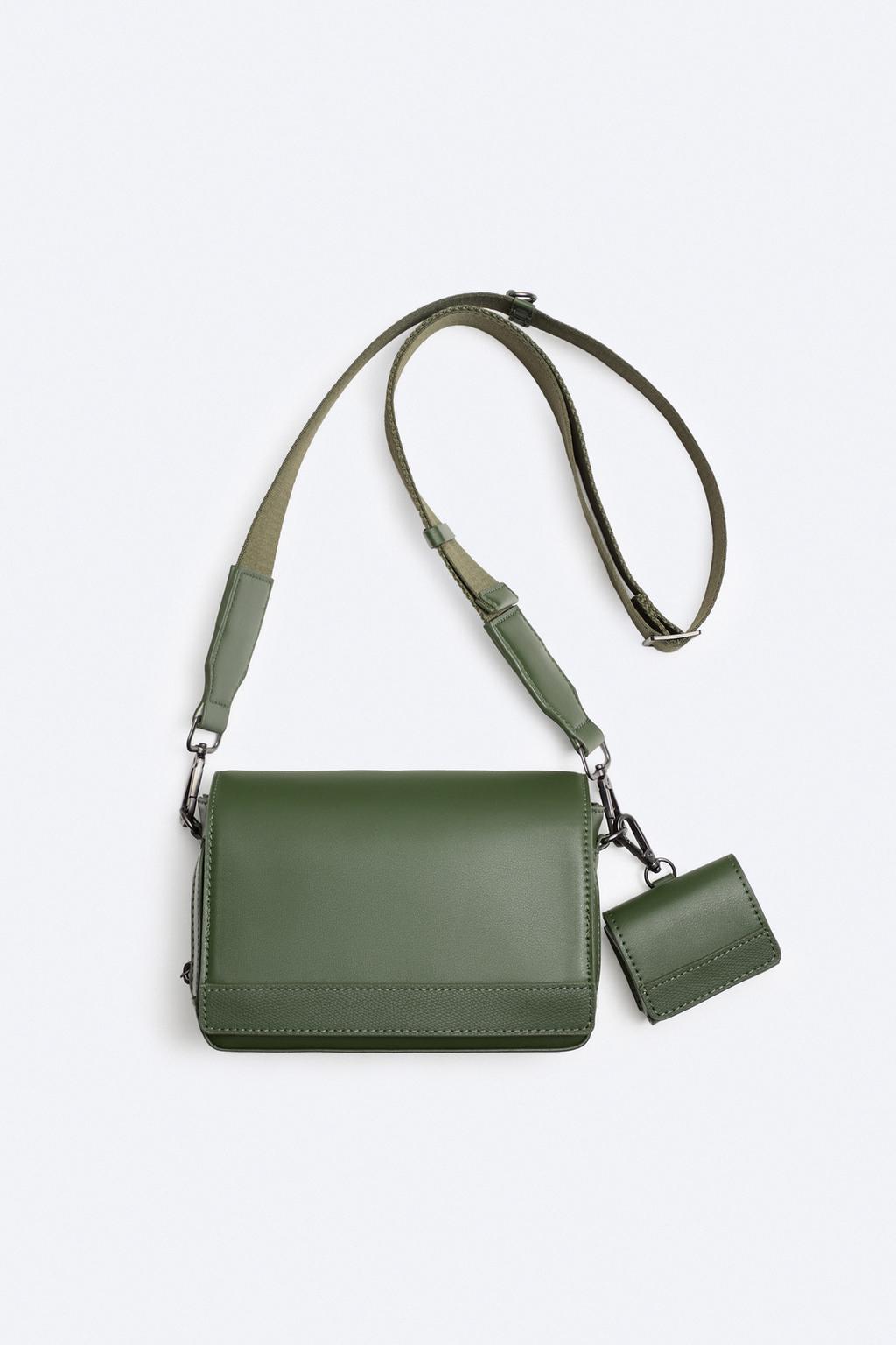 Контрастная сумка с кроссбоди с сумочкой ZARA, зеленый контрастная толстовка поло zara темно зеленый