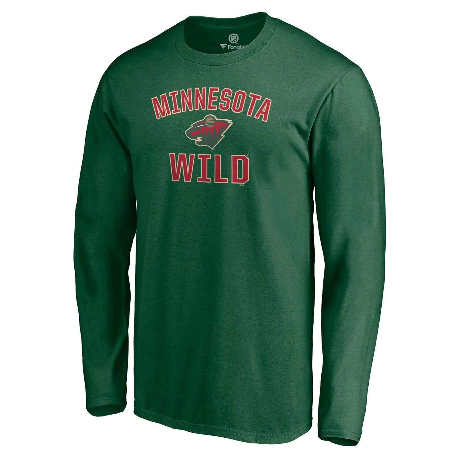 

Зеленая мужская футболка с логотипом Fanatics Minnesota Wild Team Victory Arch с длинными рукавами