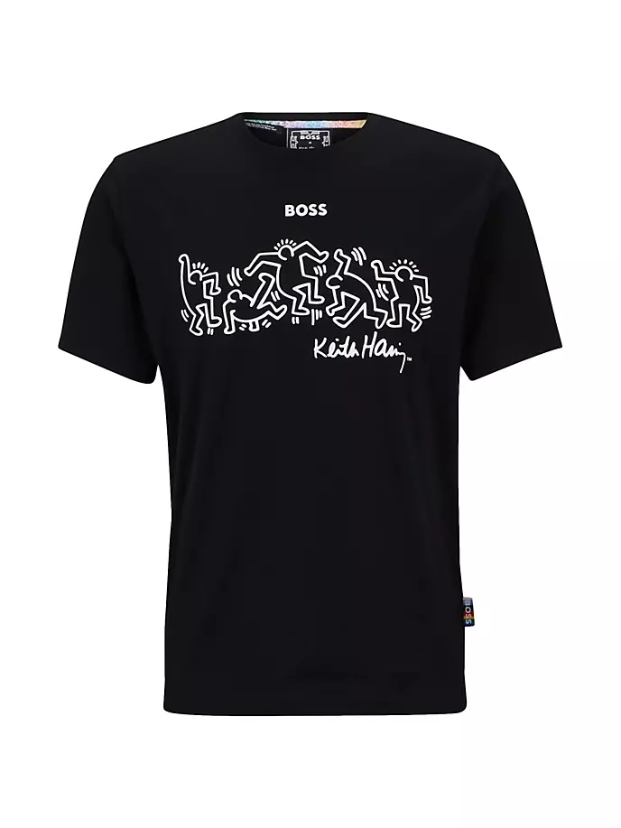 

Гендерно-нейтральная футболка Boss x Keith Haring со специальным логотипом Boss, черный