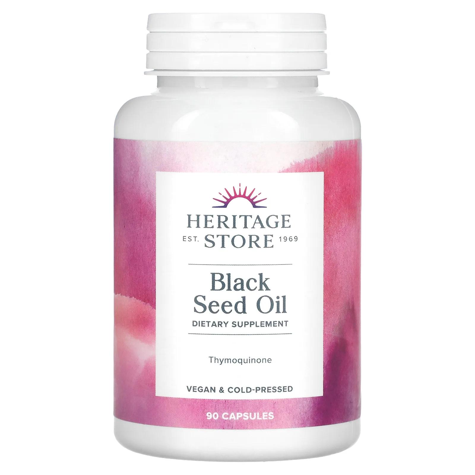 Heritage Store Масло чёрного тмина 650 мг 90 жидких вегетарианских капсул масло чёрного тмина иммуностимуляция 100 капсул по 0 4 г