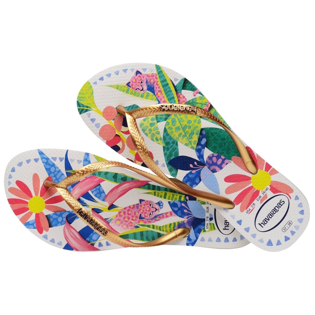 

Сандалии Havaianas Slim Tropical Flip Flop Sandal, белый/синий