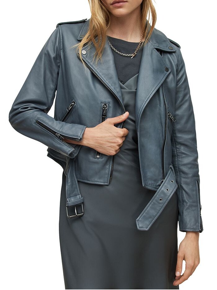 

Кожаная байкерская куртка Balfern ALLSAINTS, Серый