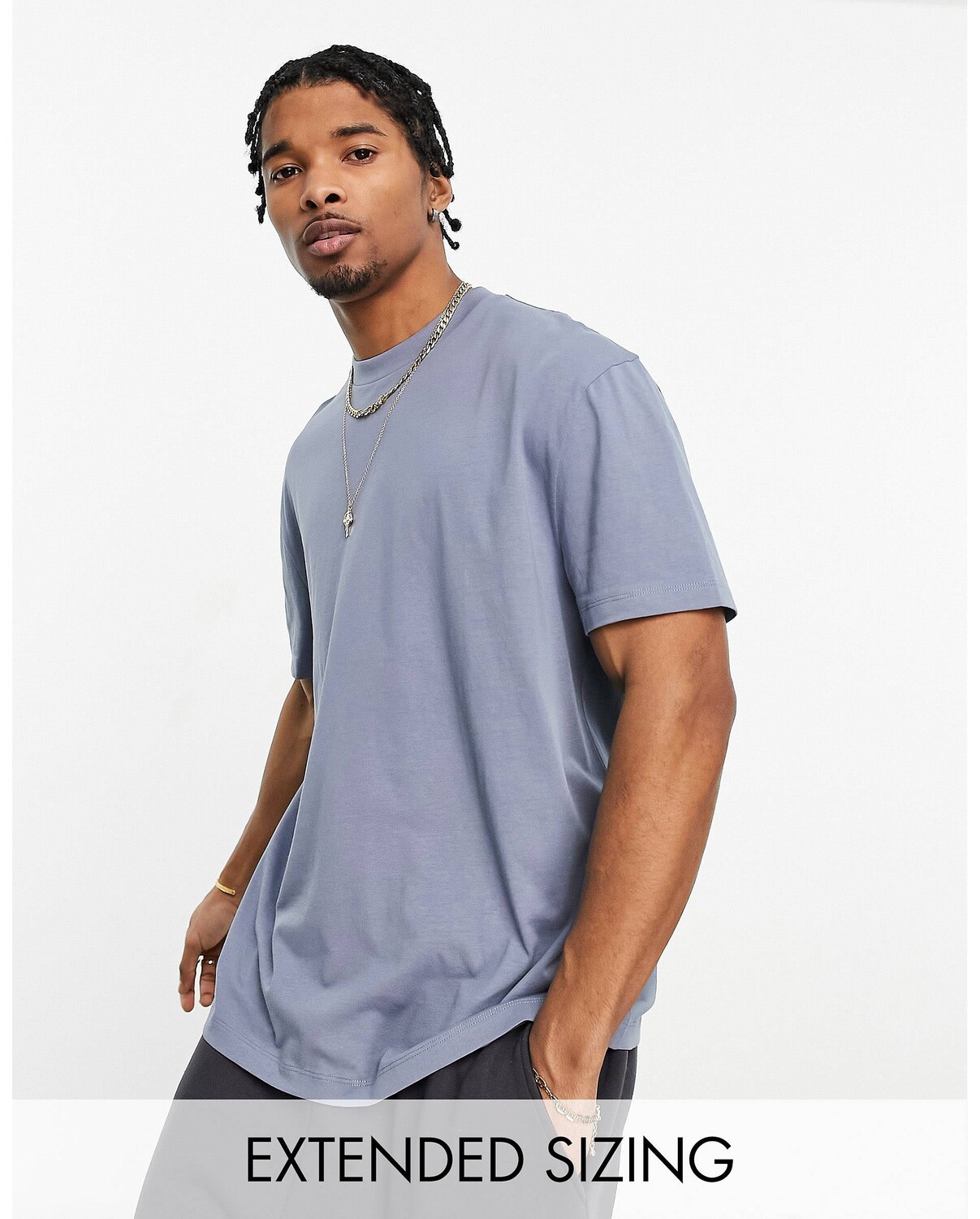 

Синяя футболка свободного кроя с круглым вырезом ASOS DESIGN, Синий