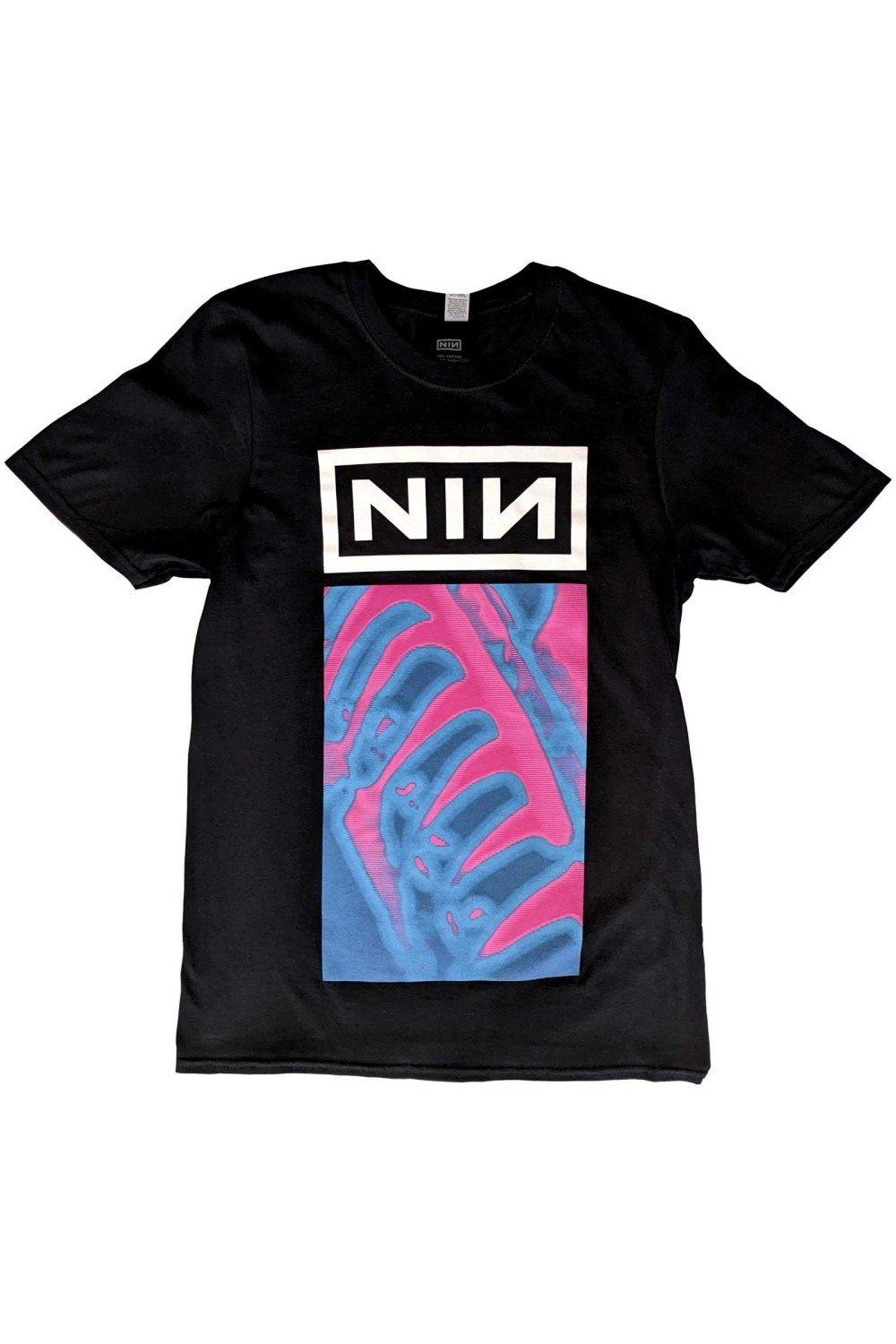 Неоновая хлопковая футболка Pretty Hate Machine Nine Inch Nails, черный