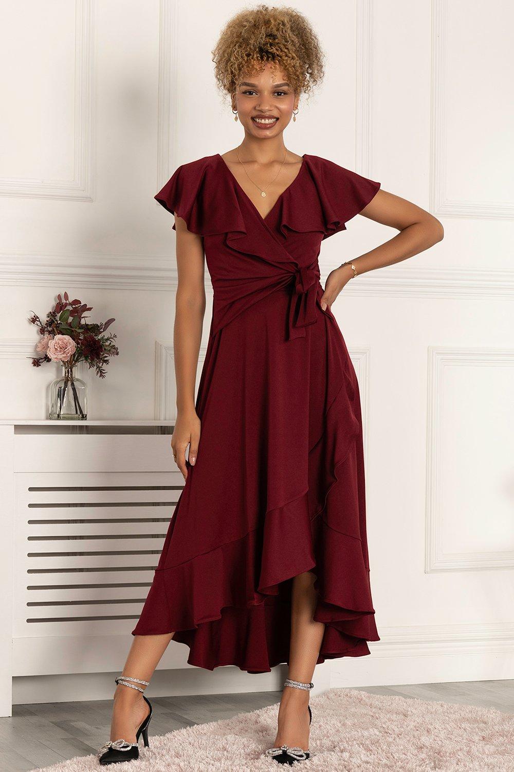 Платье Priya с оборками и глубоким подолом Jolie Moi, красный цена и фото