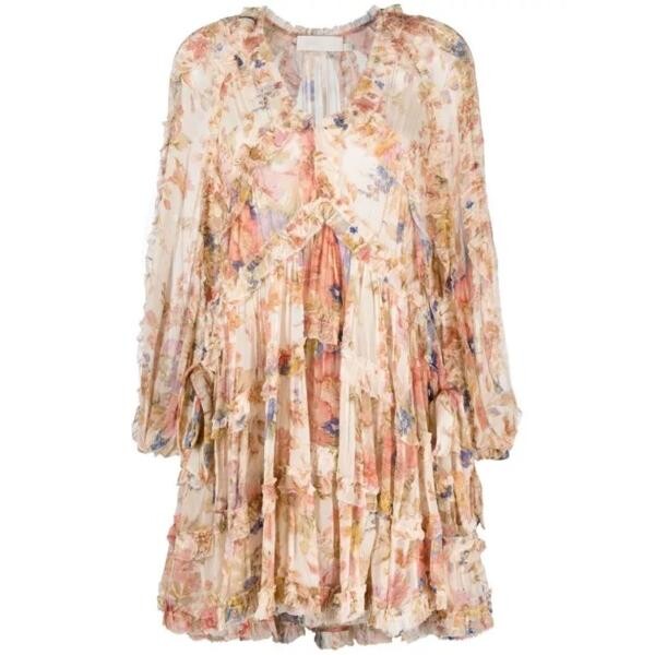 

Платье august billow frill floral-motif mini dress Zimmermann, мультиколор