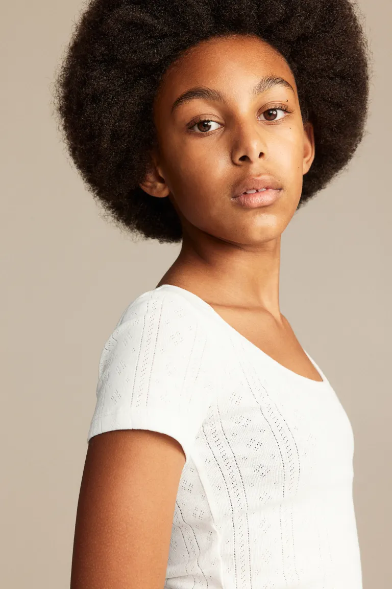 Блузка из ажурного трикотажа H&M, белый блузка в полоску с короткими рукавами 2 m бежевый