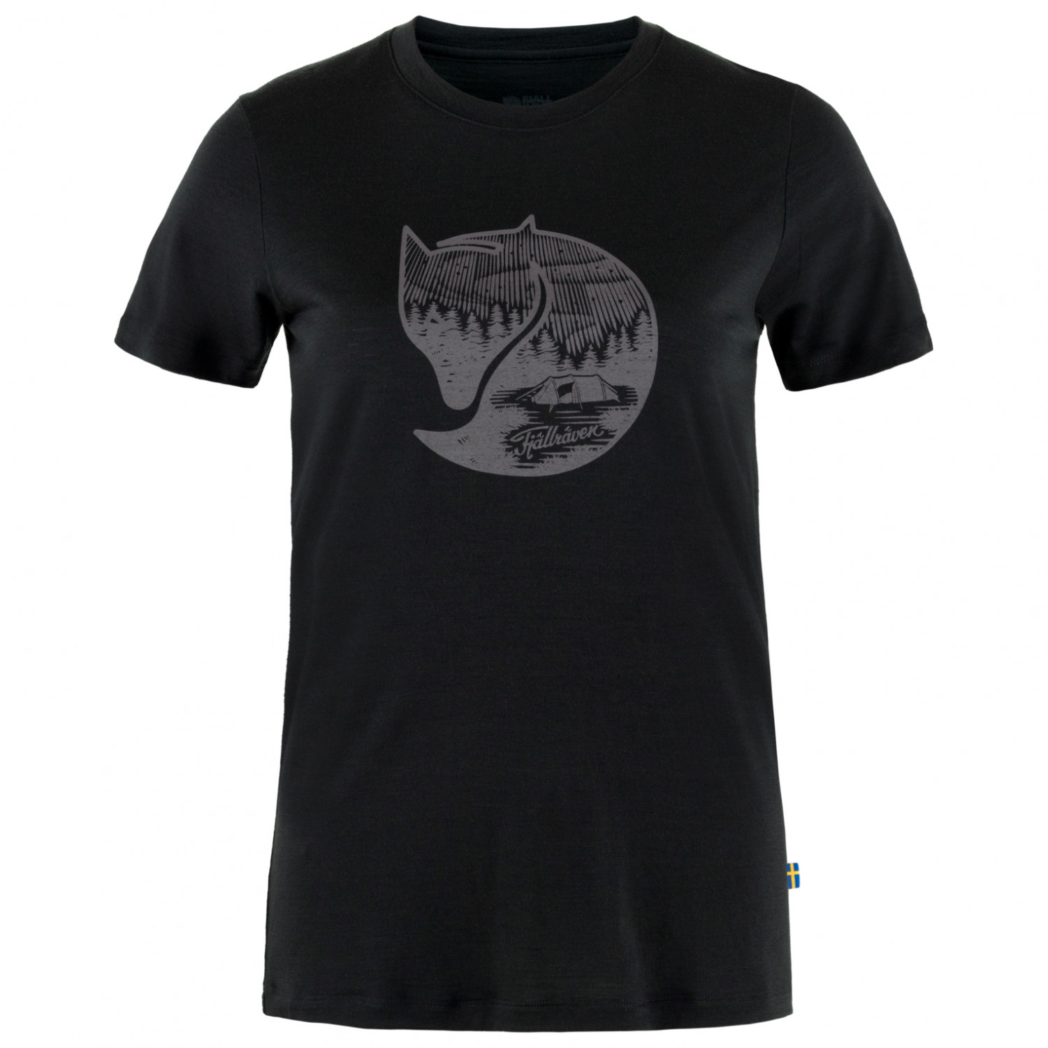 Рубашка из мериноса Fjällräven Women's Abisko Wool Fox S/S, цвет Black/Iron Grey
