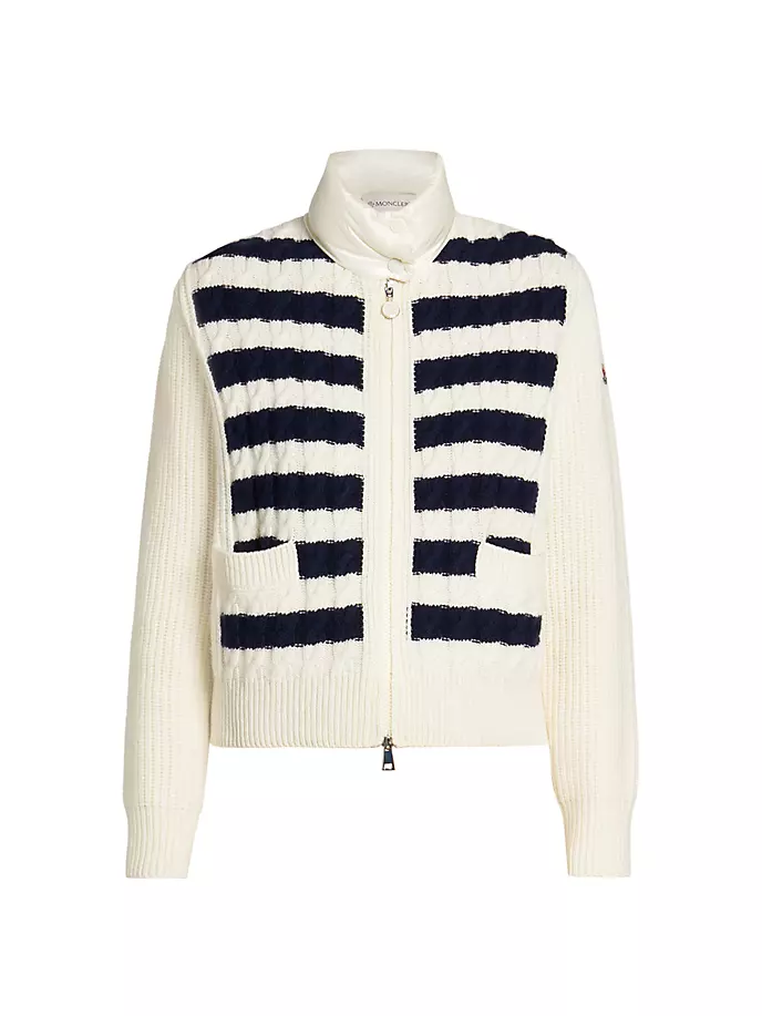 

Полосатый пуховый кардиган Moncler, белый