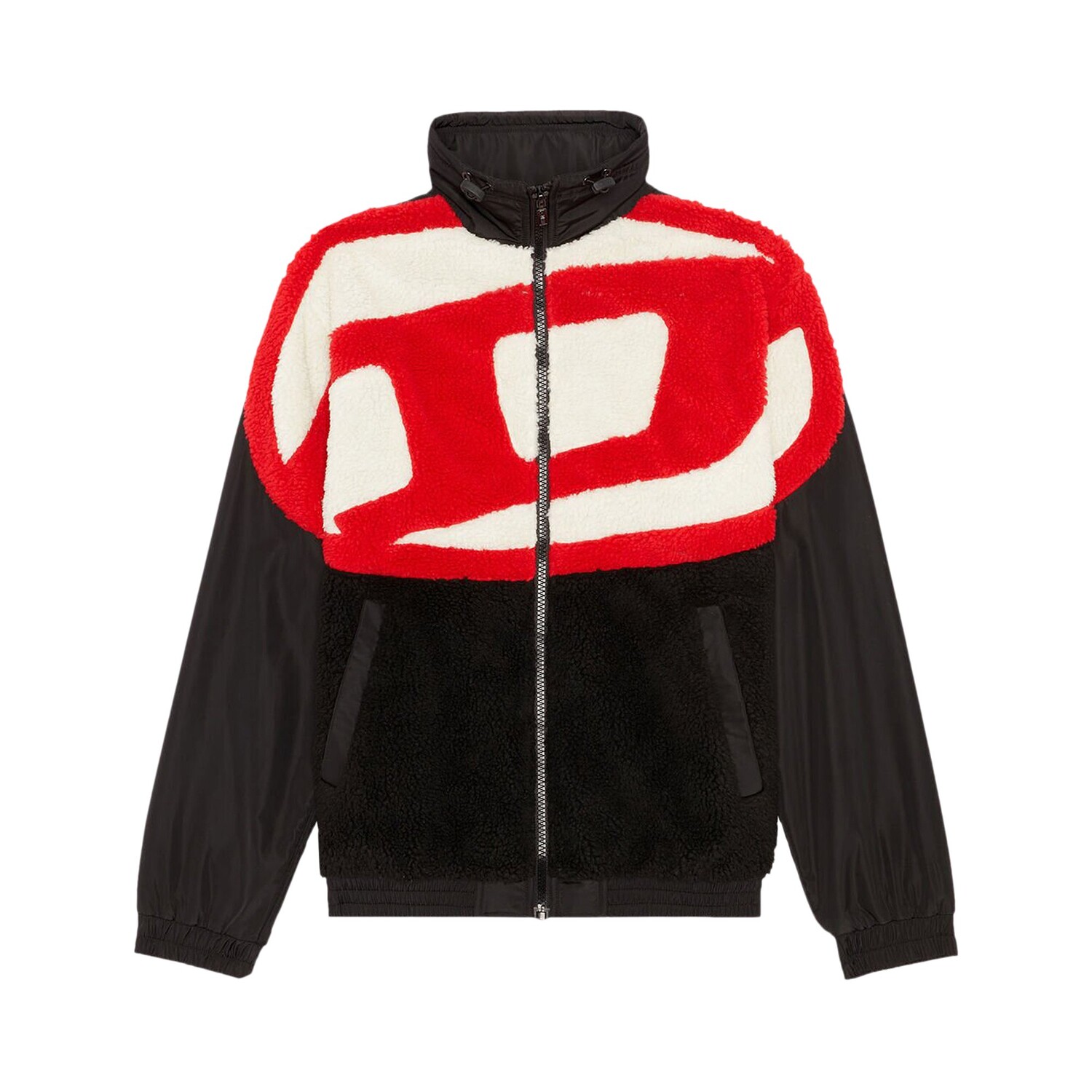 

Флисовая спортивная куртка Diesel Teddy, цвет: черный/красный