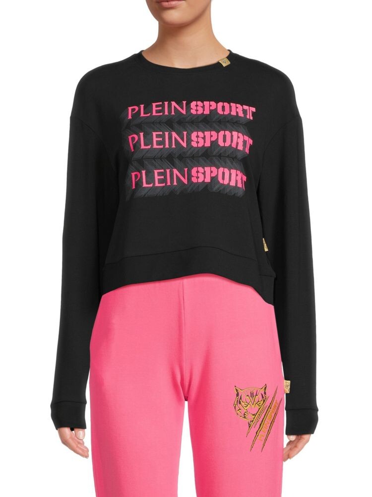 

Укороченная толстовка с круглым вырезом и логотипом Plein Sport, черный