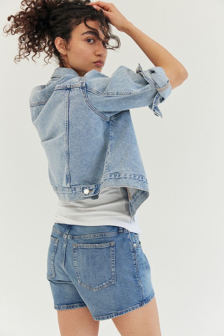 

Джинсовые шорты Mom H&M, синий