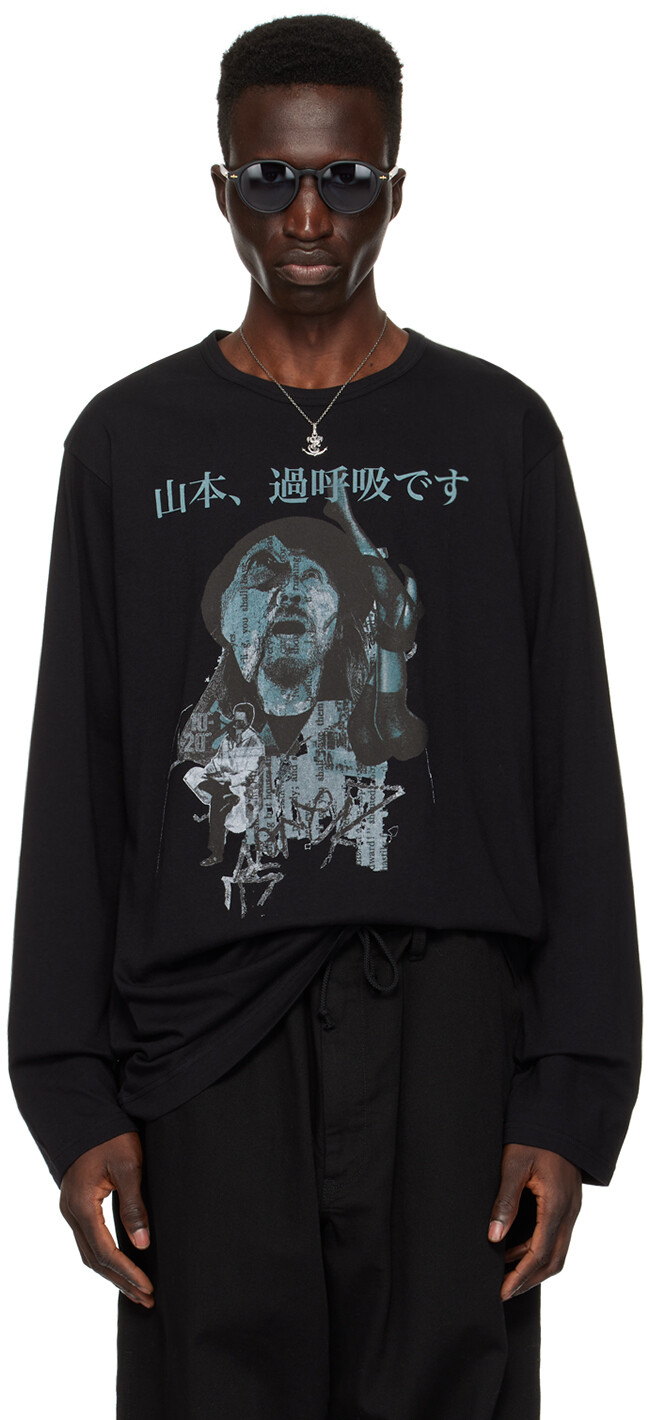 

Черная футболка с длинным рукавом с принтом Yohji Yamamoto, цвет Black