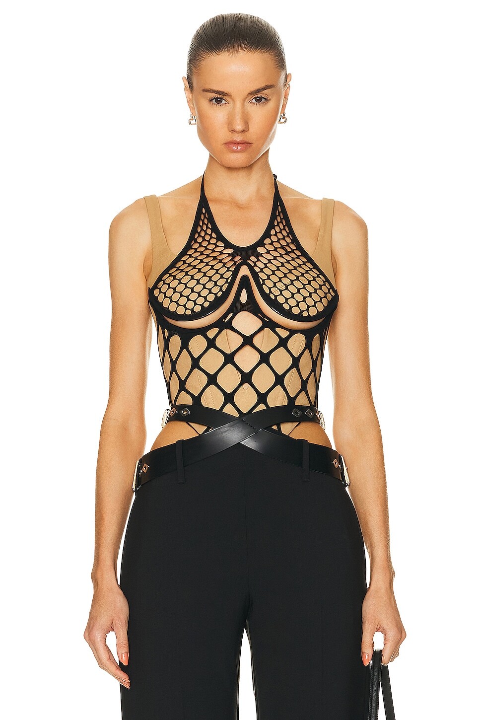 

Топ Dion Lee Fishnet Wire Corset, цвет Black & Dune