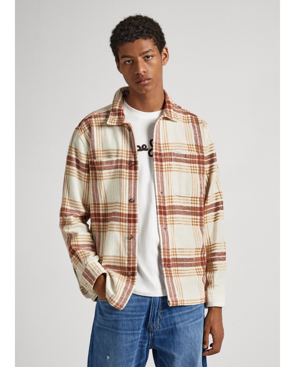 

Обычная мужская рубашка с разноцветным клетчатым принтом Pepe Jeans, мультиколор