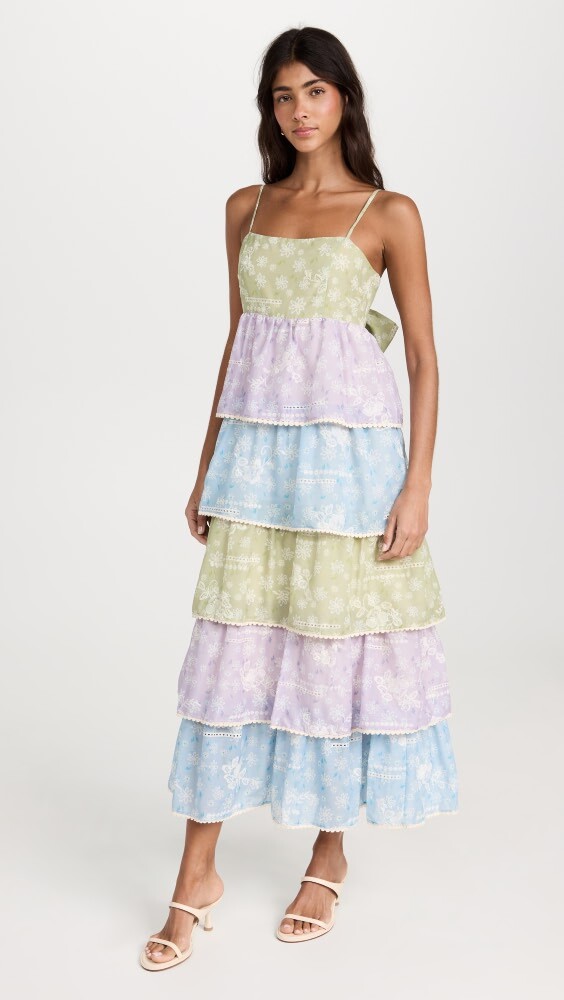 

Платье English Factory Floral Print Maxi Tiered, разноцветный