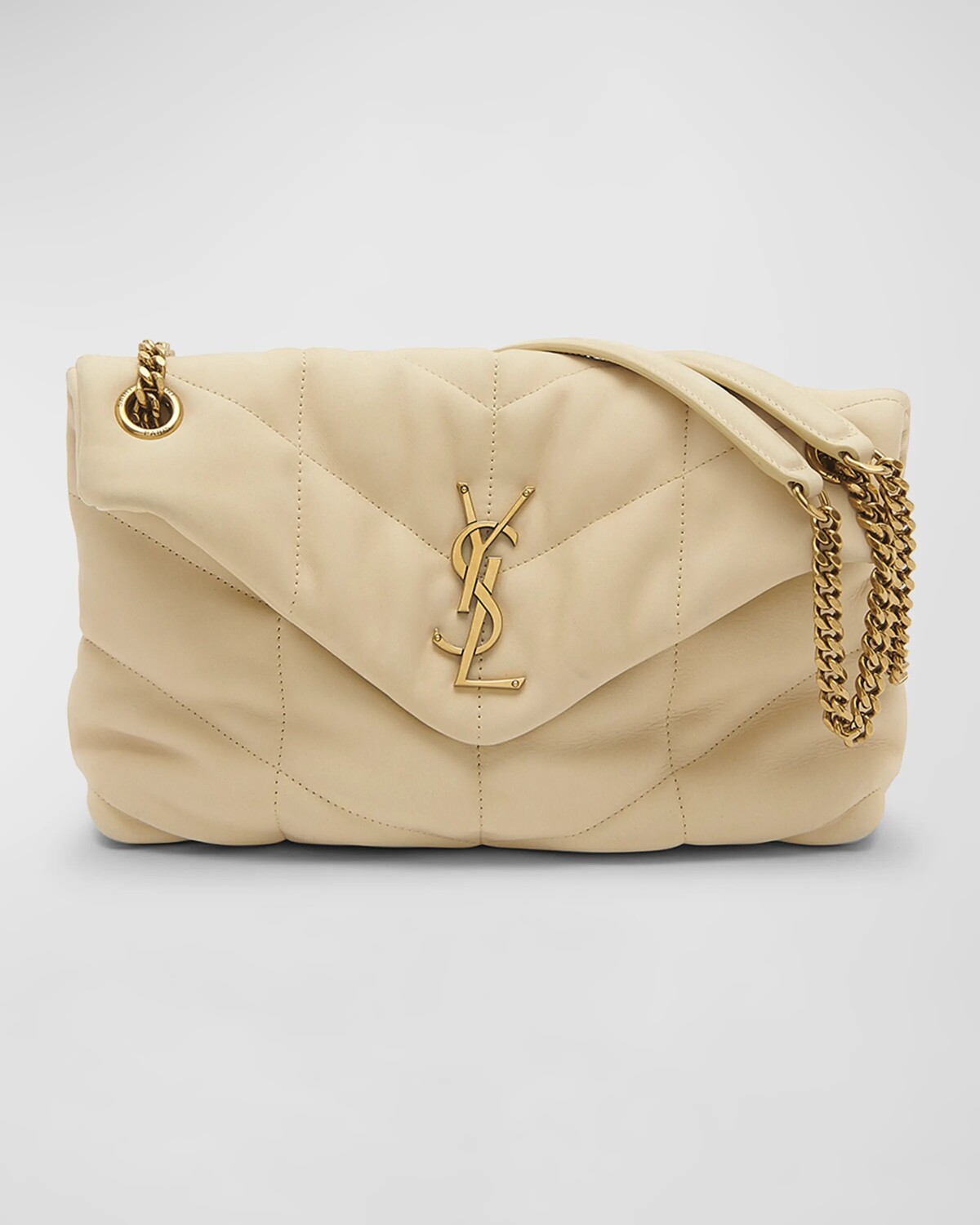 

Сумка на плечо Lou Puffer Toy YSL из стеганого нубука Saint Laurent, цвет Off White