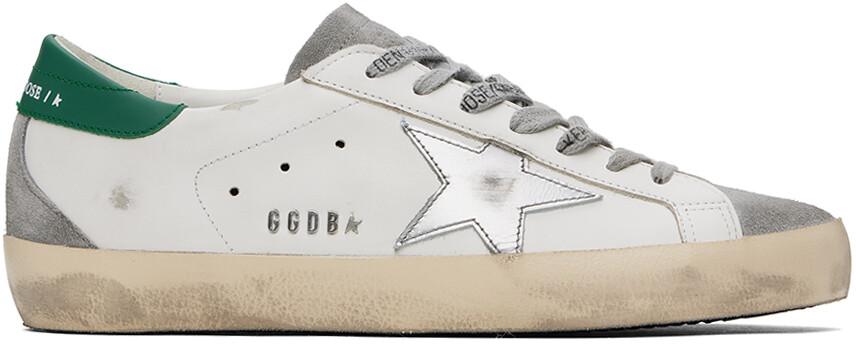 

Бело-серые замшевые кроссовки Super-Star Golden Goose, цвет White/Gray/Silver/Green