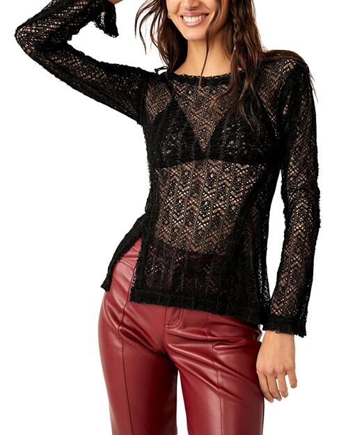 

Прозрачная футболка On The Road Twisted Free People, цвет Black