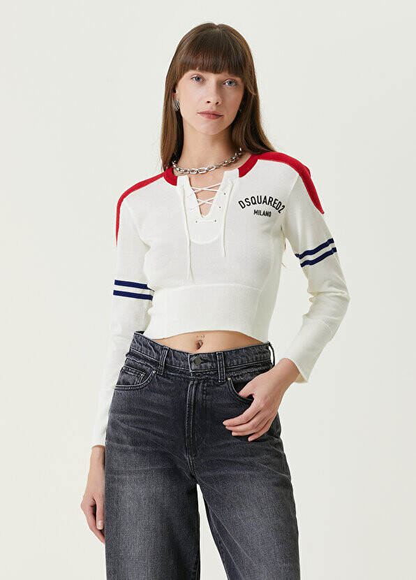 

Белая укороченная шерстяная блузка hockey Dsquared2