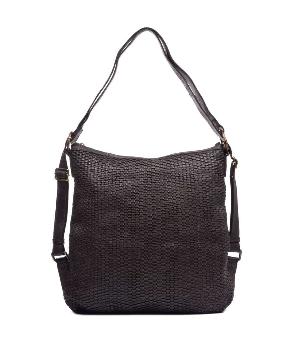 

Многопозиционная сумка на плечо из серой мытой кожи The Bagging Co, серый
