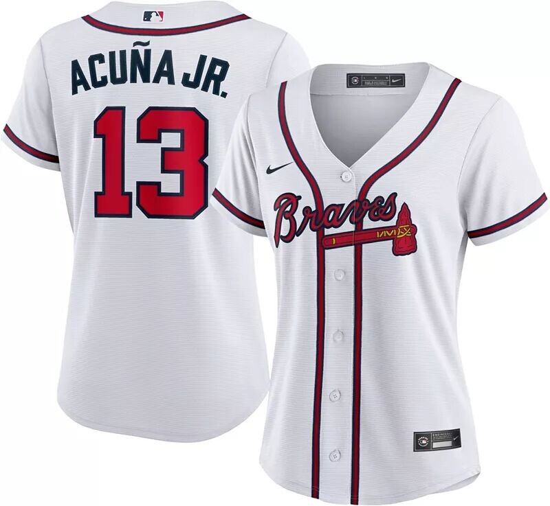 

Женская белая майка Nike Atlanta Braves Ronald Acuña Jr. # 13