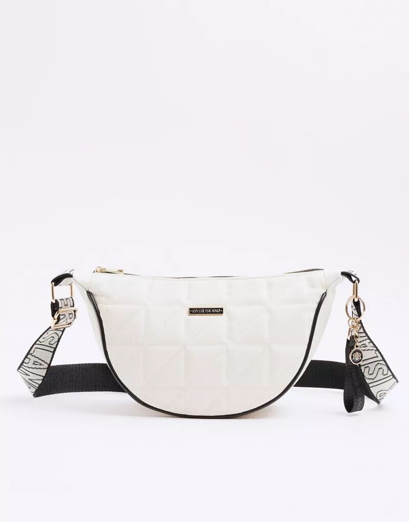 

Кремовая стеганая сумка через плечо River Island Soft