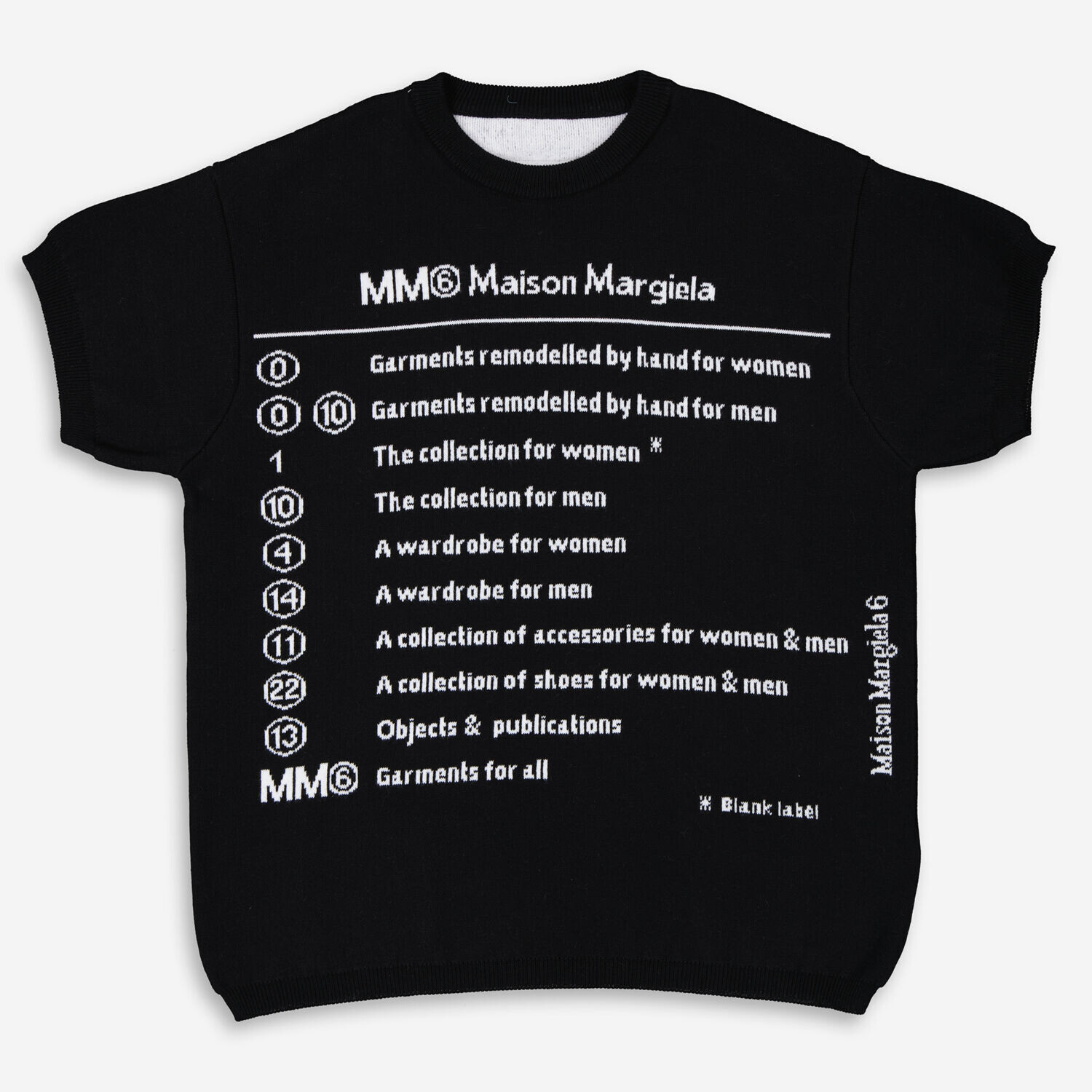 

Черная трикотажная футболка с белыми принтами MM6 Maison Margiela