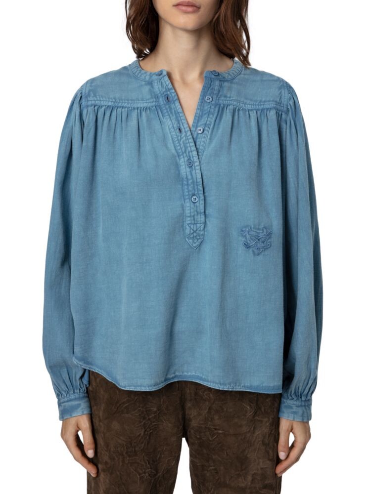 

Топ Tigy из хлопкового твила Zadig & Voltaire, цвет Pale Denim