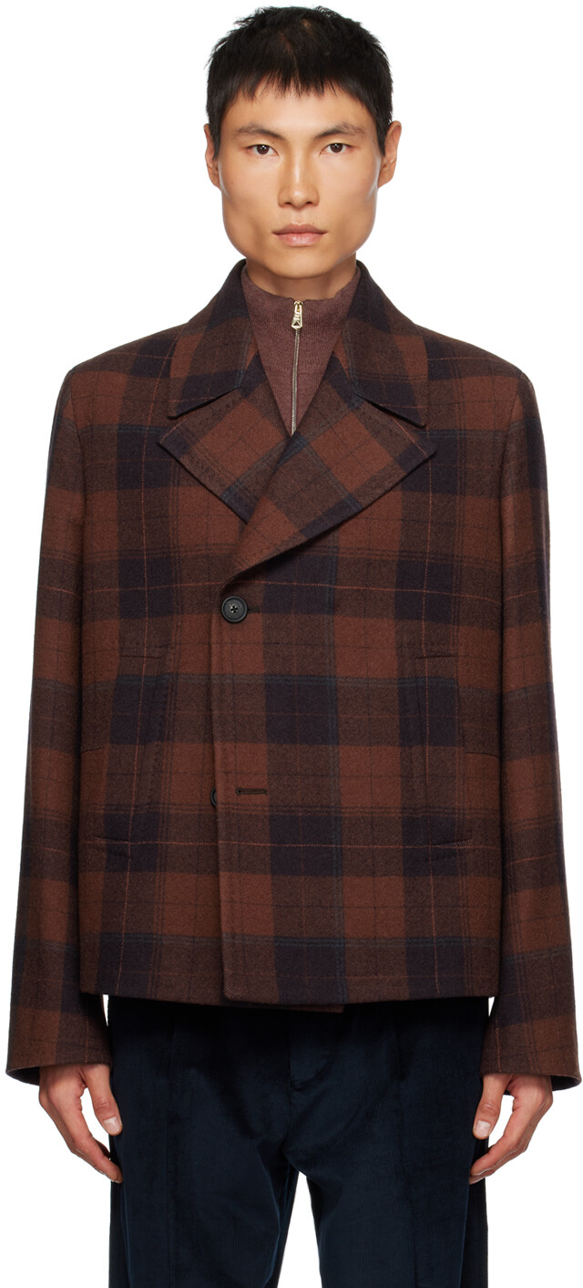 

Красное пальто в клетку Paul Smith, Красный;коричневый