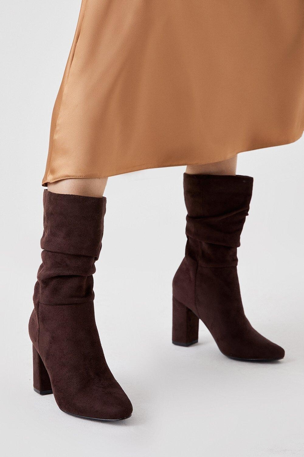 

Kal Сапоги из телячьей кожи со сборками Dorothy Perkins, коричневый