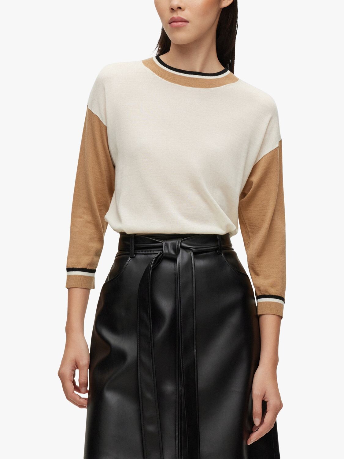

Джемпер из тонкой шерсти HUGO BOSS Faragona Color Block, Белый/Беременный