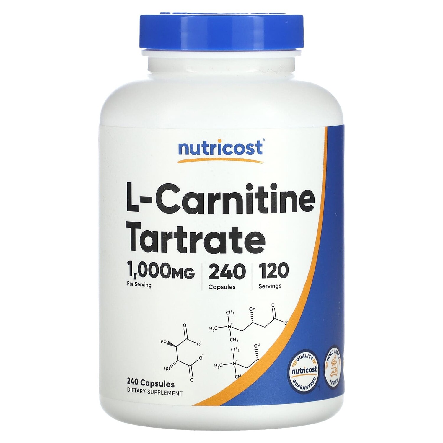 

L-карнитин тартрат, 500 мг, 240 капсул, Nutricost