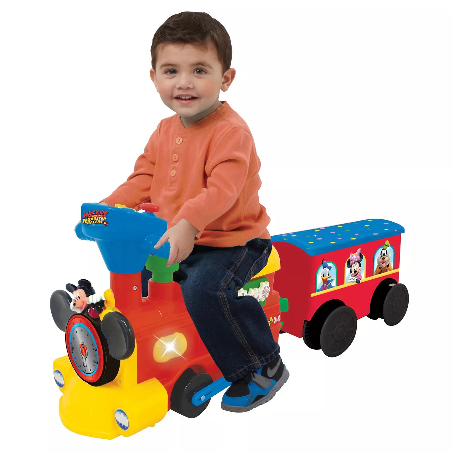 Поезд 2-в-1 с Микки Маусом Диснея Choo Choo с камбузом и гусеницами от Kiddieland Kiddieland развивающие игрушки kiddieland многофункциональный короб